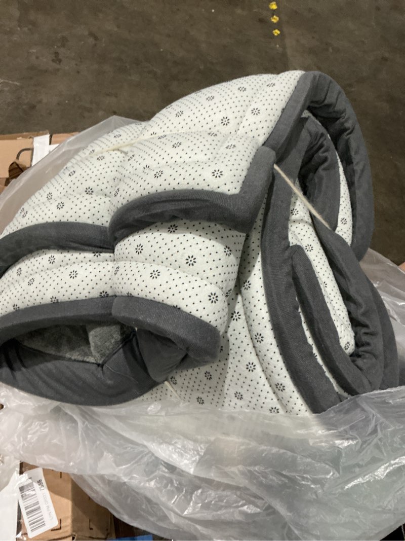 Condition photo showing As Is for grey playpen mattress