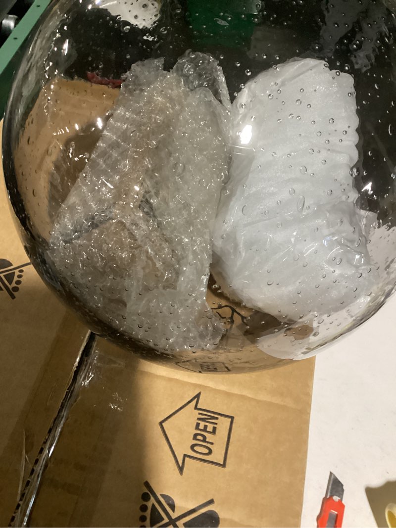 Condition photo showing New/Like New for (similar to) bowl glass lamp shade replacement, 1-5/8 inch fitter, 11.8\" diameter, 6.1\" height, clear seeded bubble effect globe cover sedded clear
