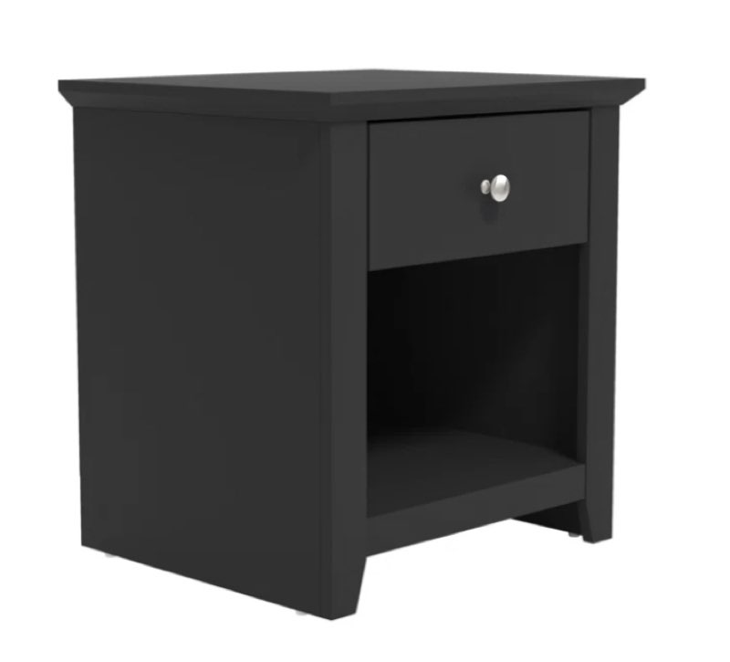 Matt Black Tevrat 20.8" 1 - Drawer Nightstand with Drawer and Open Compartment