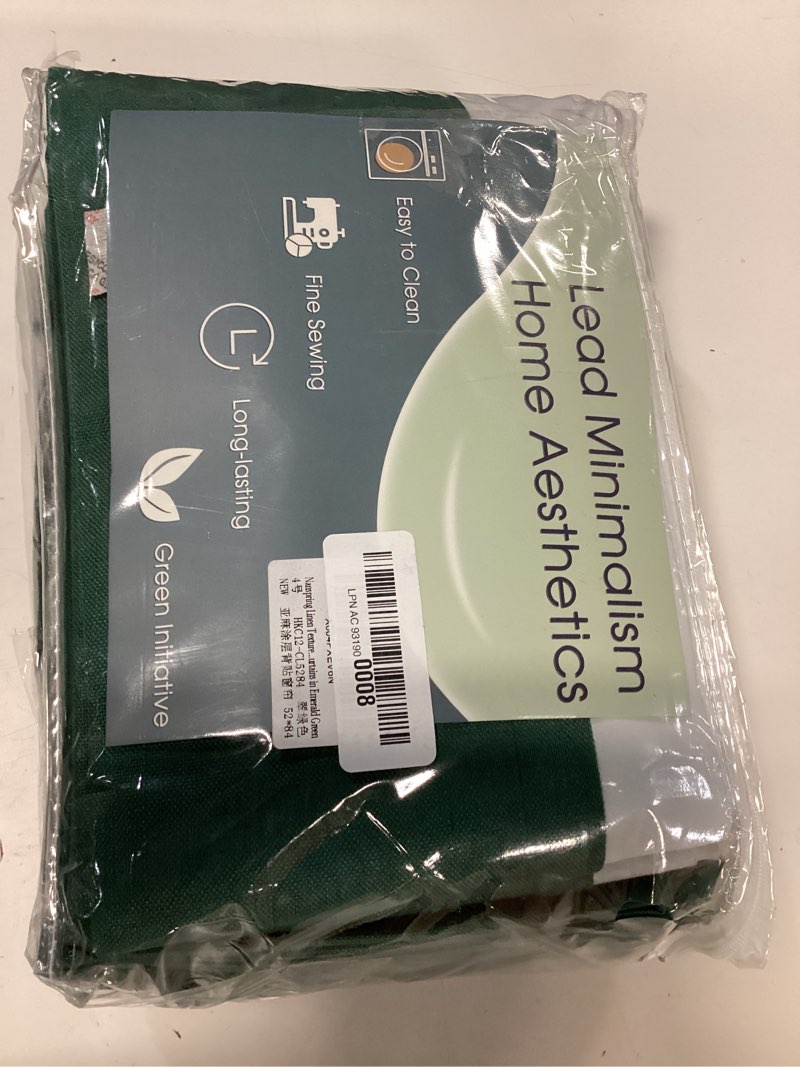 Condition photo showing New/Like New for Nanspring Dark Green Linen 100% Blackout Curtains 84 Inch Length 2 Panels Set for Bedroom Back Tab Vintage Boho Decor Black Out Curtain for Living Room Office Thermal Insulated Drapes 52x84 Dark Green 52"W x 84"L (Pack of 2)