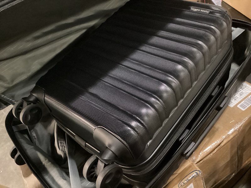 Condition photo showing Good Condition for amazon basics 2-piece hardside luggage set (21" carry-on, 30"), expandable suitcases with spinner wheels, scratch-resistant surface, black black 2-piece set