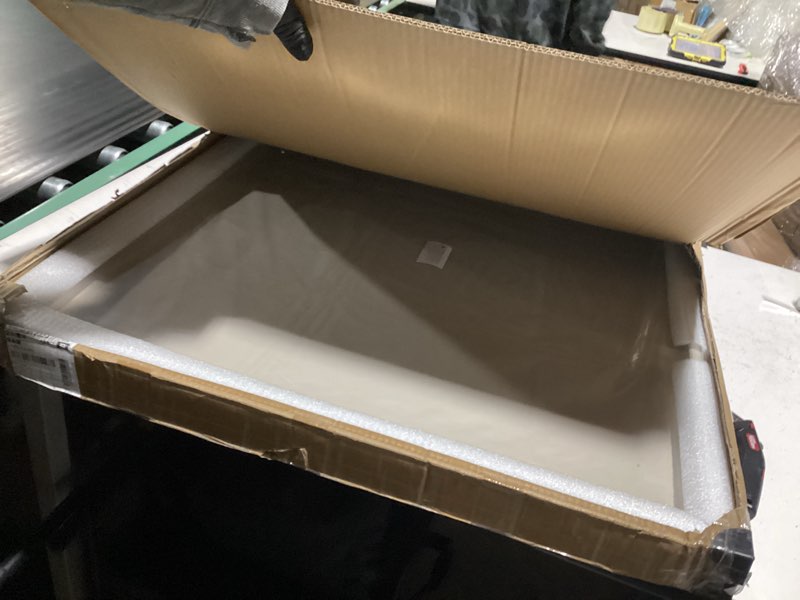 Condition photo showing As Is for 30 * 30 inches Luxury Leather Square Oversized Service Tray, Ottoman & Coffee Tray for Family Dinner, Out-of-House Picnic & Party (30 inch Beige)