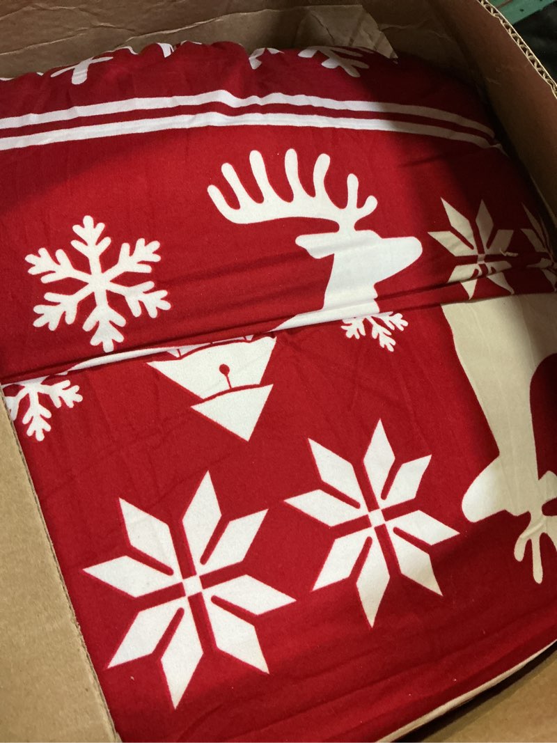 Condition photo showing As Is for Bedsure Fluffy Christmas Comforter Set Queen - Red Bedding with Running Reindeer, Warm Flannel Fleece Bed Sets for Winter, 3 Pieces, 1 Soft Plush Shaggy Comforter with 2 Pillowcases Queen 04 - Red Deer