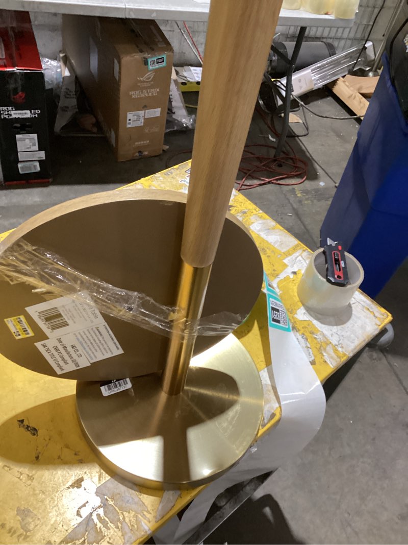 Condition photo showing As Is for electroplated drink table wood finish - distributed by vendor