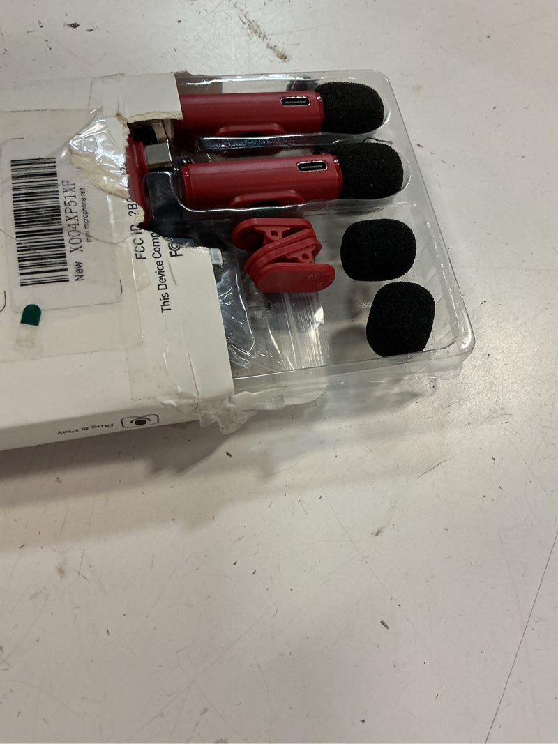 Condition photo showing Good Condition for usb c lavalier microphone wireless mini mic for type-c android phone/tablet/pc video recording clip-on mics with rotatable clip&denoise recording, ideal for vlog tiktok youtube content creator, red red without charging case