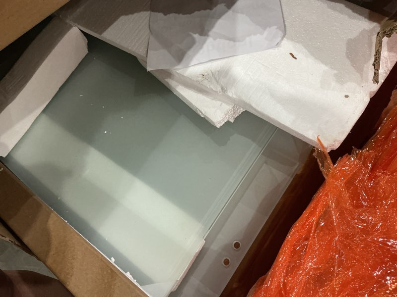 Condition photo showing As Is for similar to not exact dimensions could be different than whats shown pivot shower door,38-42\\\" w x 76\\\" h frameless shower door, 1/4\\\"(6 mm) thick clear tempered glass, chrome finish, reversible glass shower door chrome 42\\\" w×76\\\" h