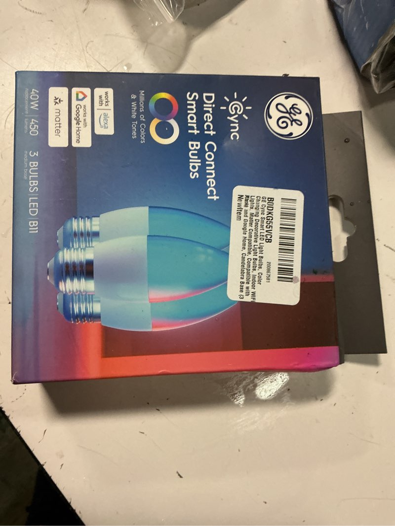 Condition photo showing Good Condition for ge cync smart led light bulbs, color changing decorative light bulbs, indoor wifi lights, matter compatible, compatible with alexa and google home, candelabra base (3 pack)