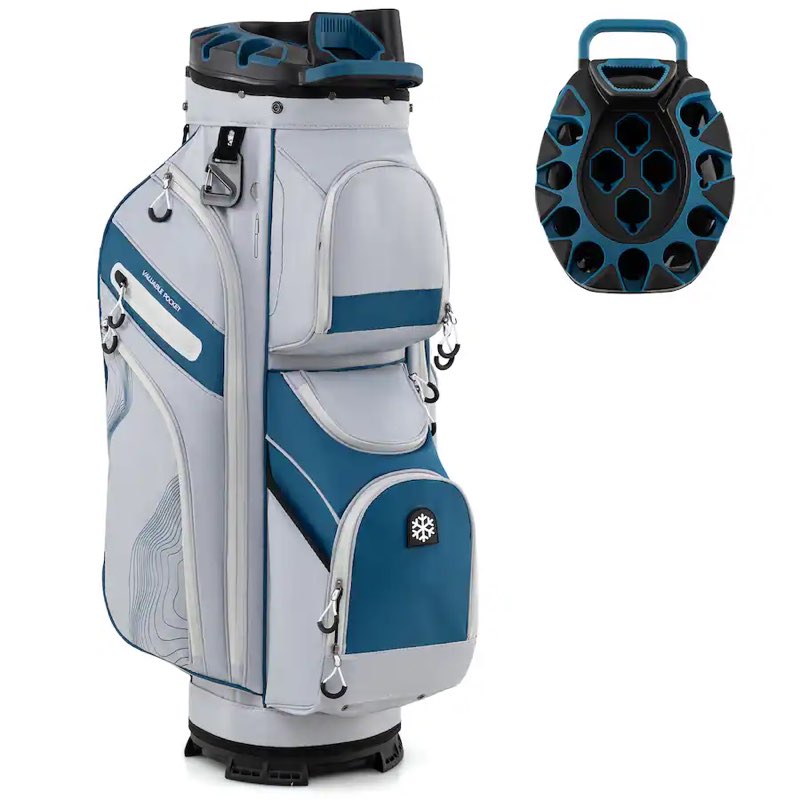 Gymax - Golf Cart Bag Molded Lock Top Golf Bag w/14-Way Full Length Dividers 11 Pockets Navy - Blue