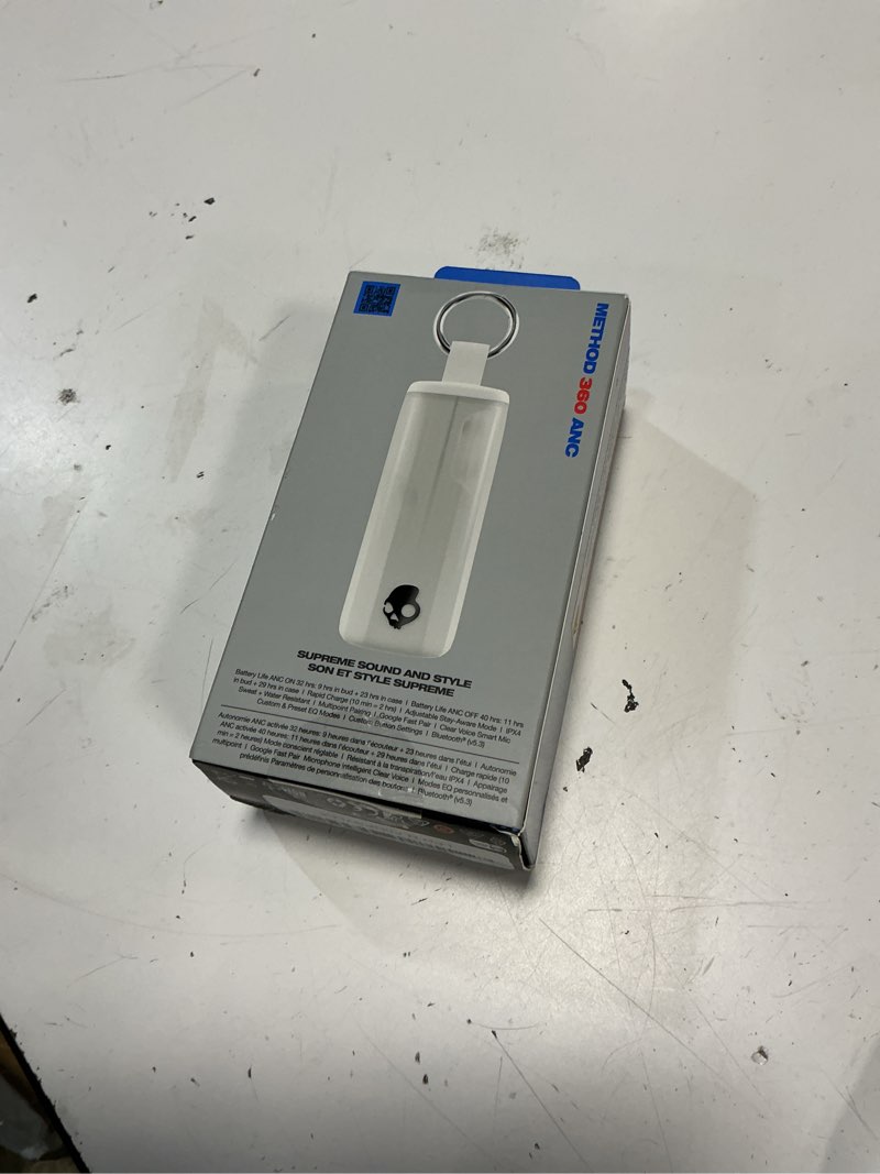 Condition photo showing New/Like New for skullcandy method 360 anc wireless earbuds, sound by bose, bluetooth headphones, premium noise cancelling, up to 40 hrs battery, sweat and water resistant, microphone for iphone android - bone