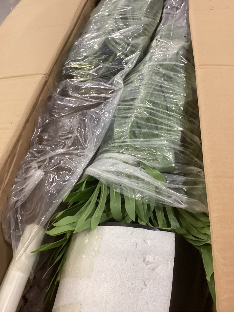 Condition photo showing New/Like New for 7ft tall artificial phoenix palm tree for outdoor indoor decor, large faux coconut silk palm tree tropical fake tree perfect for outside patio poolside home office decor (set of 2) phoenix palm (2 pack) 7ft