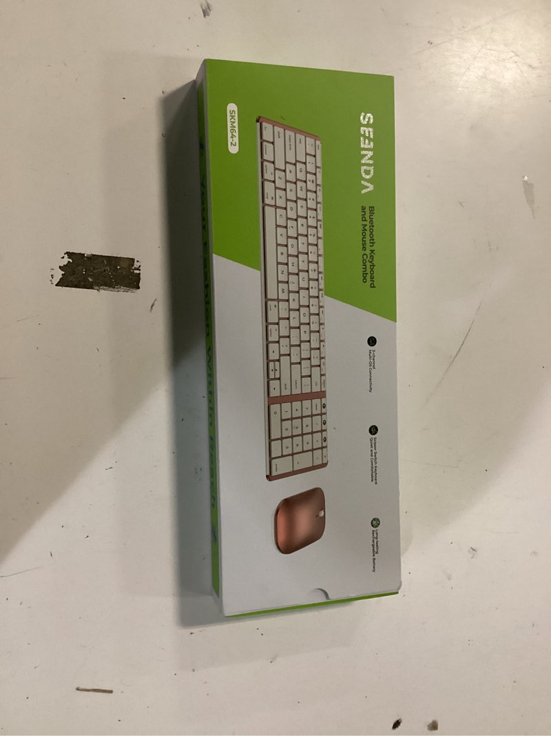 Condition photo showing New/Like New for seenda Bluetooth Keyboard and Mouse Combo for Mac, SKM64-2 Rechargeable Slim Wireless Keyboard Mouse Compact, 3 Multi-Device Connection, Compatible for Mac, MacBook Pro/Air, iPad, White Rose Gold