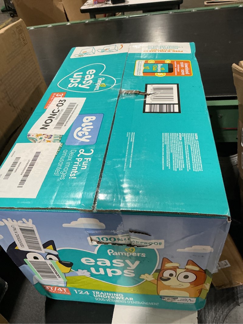 Condition photo showing New/Like New for pampers training pants - easy ups boys & girls bluey - size 3t-4t, 124 count, children's potty underwear (packaging may vary) 3t-4t 124