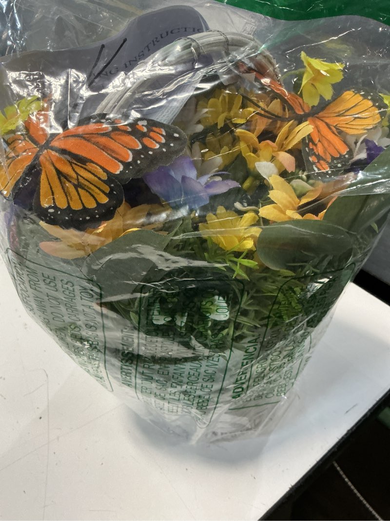 Condition photo showing Good Condition for eksen artificial flowers in basket vase with lights, faux floral arrangement for table,home kitchen centerpieces party decor