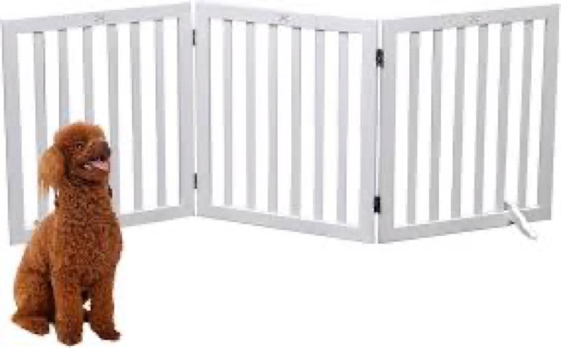 Dog Gate Wooden Freestanding Pet Gate3 Panel 23.6" Height White Indoor Dog Fences,House Gate for Doo