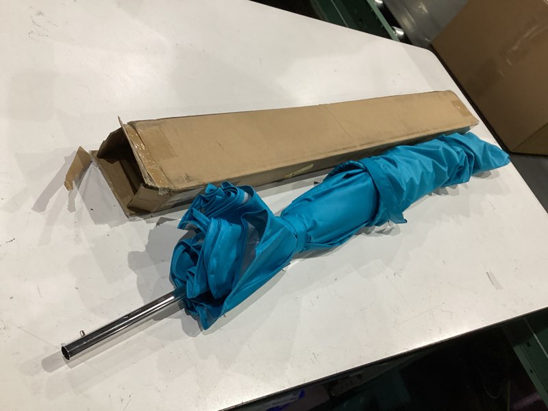 Condition photo showing As Is for ammsun chair umbrella with universal clamp adjustable 47 inches and 360° swivel & upf 50+ protection portable sun umbrella, secure clip on camping/beach chairs, stroller, wheelchair, golf cart, lounger, light blue, large-sized light blue 1