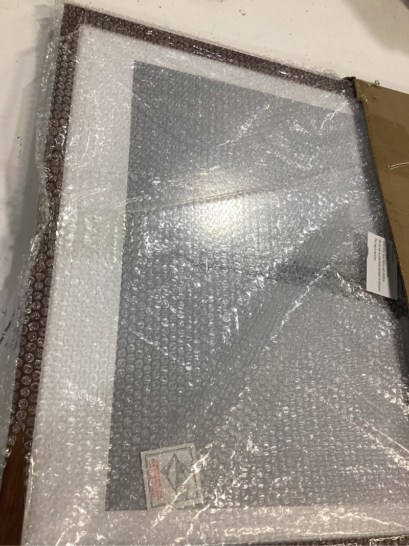 Condition photo showing As Is for upsimples 18x24 picture frame, display pictures 16x20 with mat or 18 x 24 without, wall hanging poster frames, brown, 1 pack brown 18x24