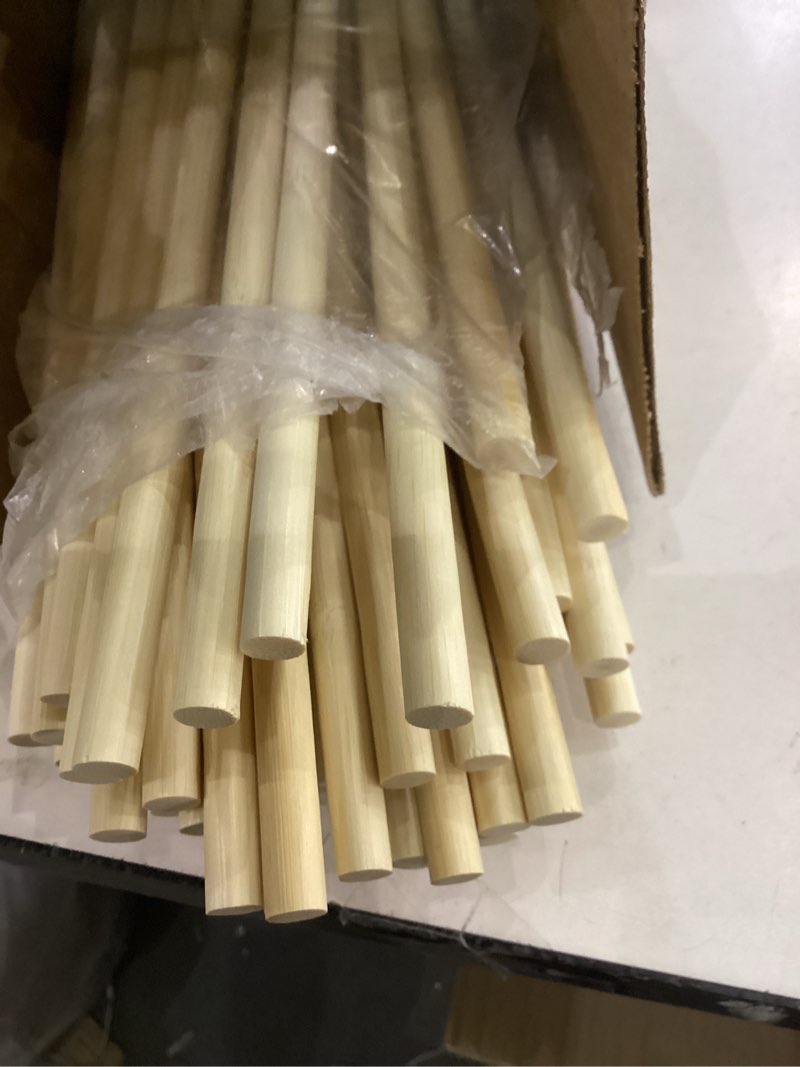 Condition photo showing New/Like New for 3/8 x 48 Inch 50 PCS Dowel Rods Wood Sticks Wooden Dowel Rods - Unfinished Bamboo Sticks - for Crafts and DIYers 3/8"x48" Pack of 50