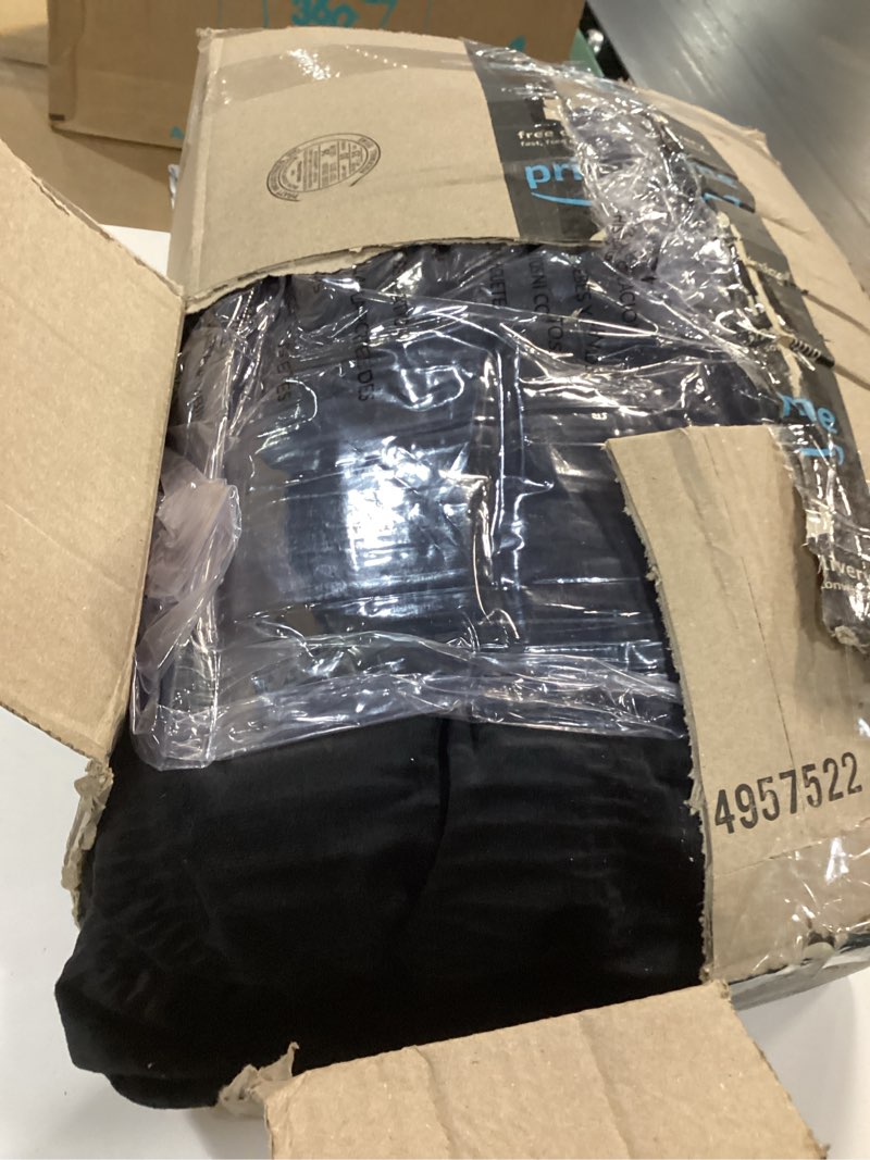 Condition photo showing As Is for PHF Luxury Velvet Comforter Set Queen Size, 3 Pieces Ultra Soft Seersucker Ruched Bedding, Fluffy Textured Breathable Sherpa Fleece Bed Set with 1 Comforter, 2 Pillow Shams, 90"x90", Black Black Queen