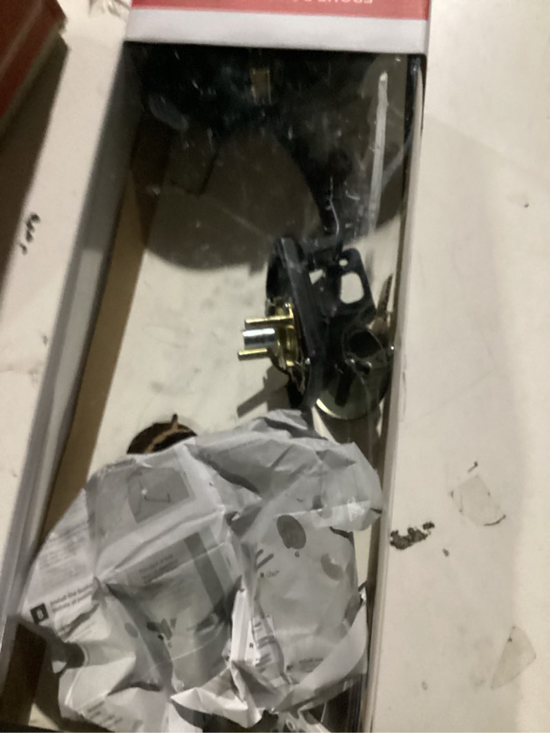 Condition photo showing New/Like New for Kwikset Henley Front Door Lock Handle and Deadbolt Set, Entry Handleset Exterior with Interior Reversible Lever, Matte Black, Pick Resistant SmartKey Rekey Deadbolt Security, with Microban Protection