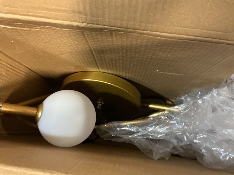 Condition photo showing Good Condition for Lightdot Gold Floor Lamp, Mid Century Standing Lamps with 1 Globe & 1 Flower Soft Warm White Eye Care 3000K Bulbs Included, Modern Tall Lamp for Living Room Bedroom 1 Globe-Gold