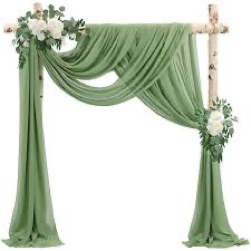 wedding arch draping fabric 4 panels 20ft length x 28" width olive green arch drapes chiffon fabric 