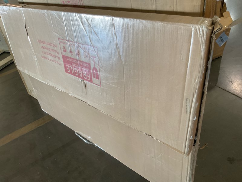 Condition photo showing Good Condition for weer bronze framed modern wall-mounted bathroom mirror, 55"l x 36"w, brushed bronze aluminum frame, shatterproof tempered glass, rounded rectangle, horizontal/vertical mounting bronze 55"l x 36"w