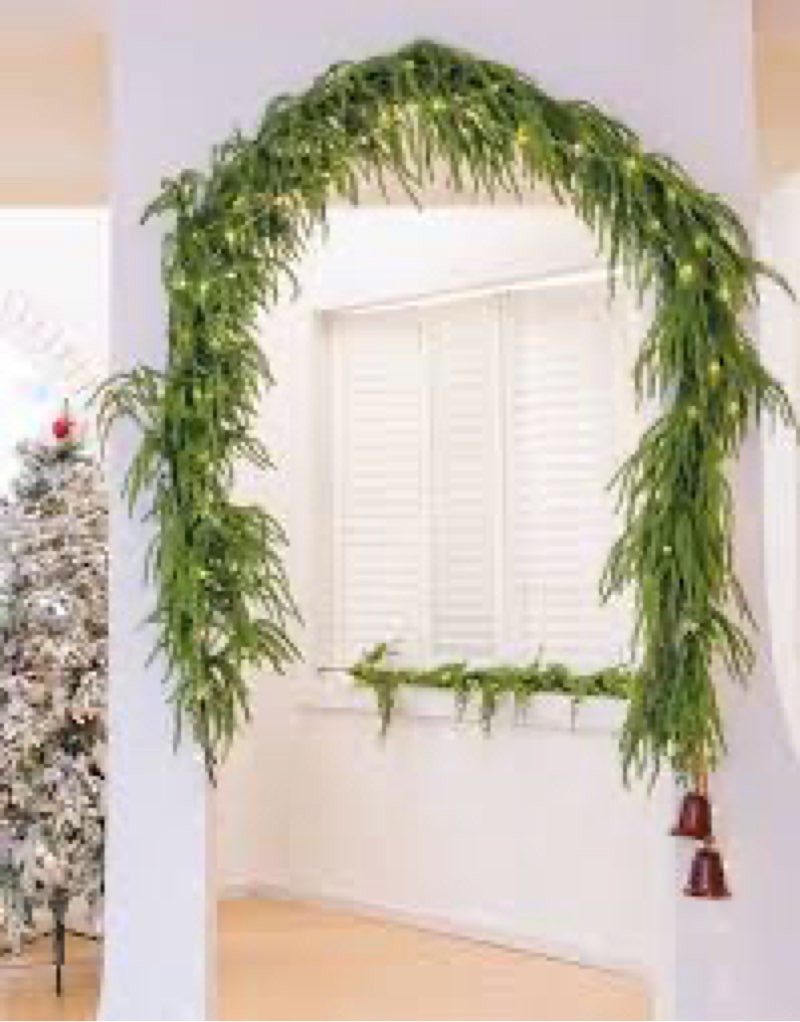 MISSPIN Christmas Garland with Lights, Real Touch Winter Pine Garland, Green Artificial Greenery Gar