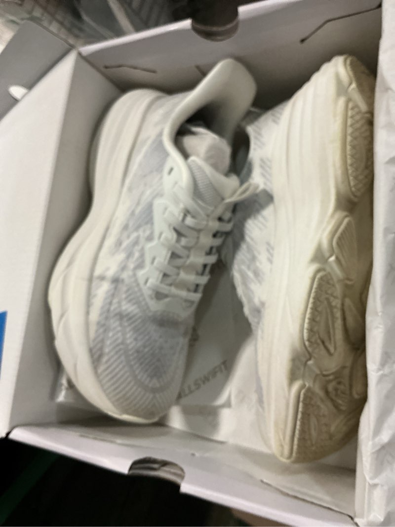 Condition photo showing Good Condition for allswifit women's slip on walking shoes hands-free cushion running tennis activesolid non-slip comfortable workout gym athletic fashion sneakers 7.5 white
