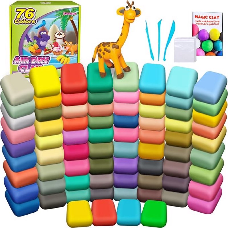 essenson air dry clay 210 colors, modeling clay for kids, diy molding magic clay for with tools, toy