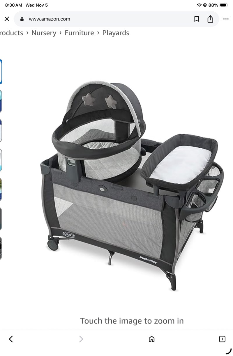 Graco Pack n Play Dome LX Playard with Baby Bassinet, Lightweight Portable Crib, Push-Button Fold Travel Crib, Redmond, Convertible