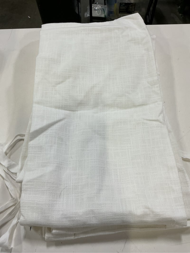 Condition photo showing Good Condition for textured cotton curtain, 48x108, white single panel