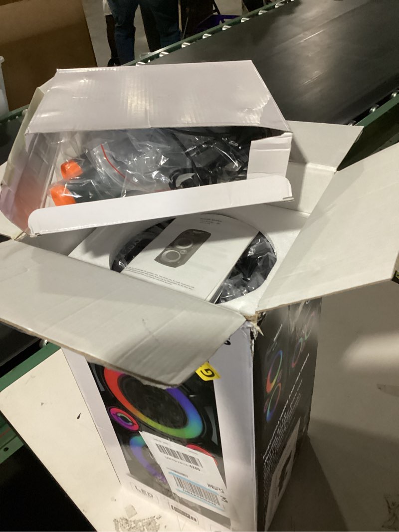 Condition photo showing New/Like New for karaoke machine with 2 wireless microphones, portable pa system big bluetooth speaker with led lights, remote control support bass/treble adjustment, tf card/usb, rec for adult kids home party