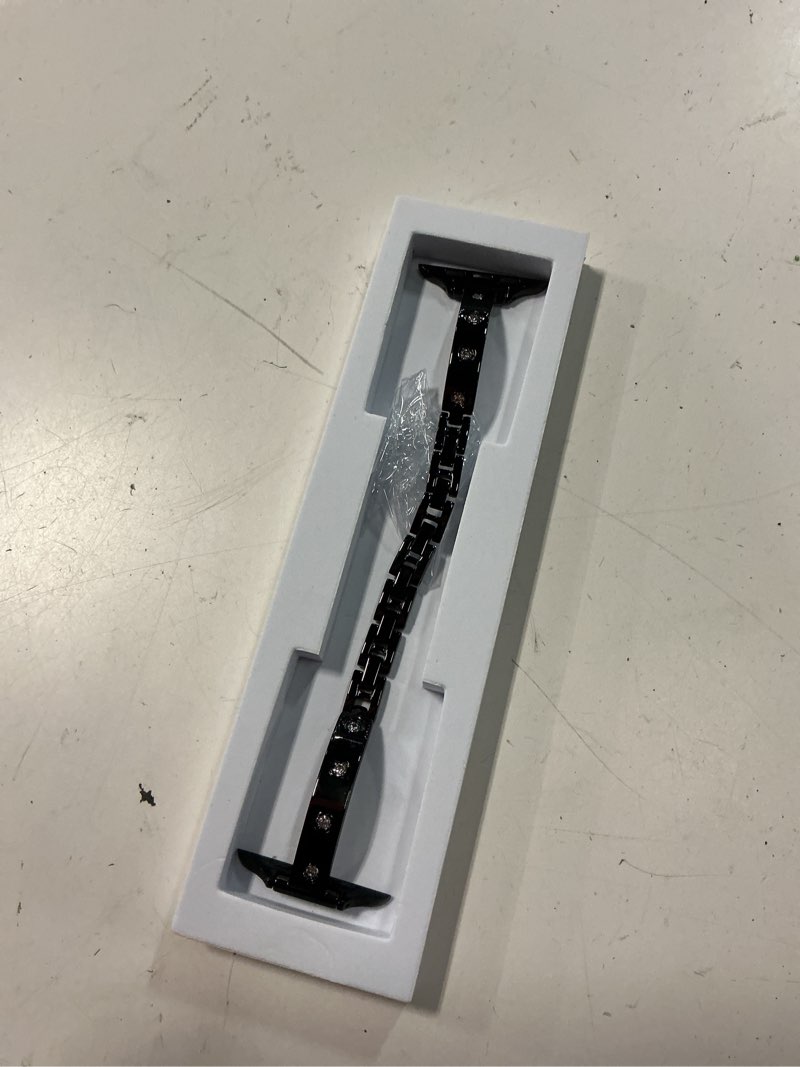 Condition photo showing Good Condition for bling diamond band compatible with apple watch for women 40mm 42mm 41mm 38mm 44mm 45mm 46mm, slim sparkly bracelet dressy metal strap with jewelry crystal for iwatch series 11 se 10 9 8 7 6 5 4 3 2 1 black 44mm/45mm/46mm/49mm/(42mm-series 3 2 1)