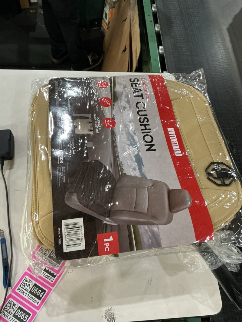 Condition photo showing New/Like New for Motor Trend Seat Covers for Cars Trucks SUV, Faux Leather Beige Padded Seat Covers with Storage Pockets, Premium Interior Car Seat Cover, 2 x Front Seat Covers Tan Beige Front Seats