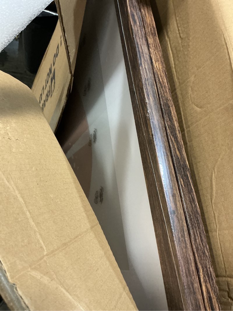 Condition photo showing Good Condition for 24x36 Poster Frame Set of 2, Rustic Brown Wood Style - Display 20x30 Picture with Mat or 24 x 36 Poster without Mat, Wall Mounting Horizontal and Vertical Rustic Brown 24x36 in