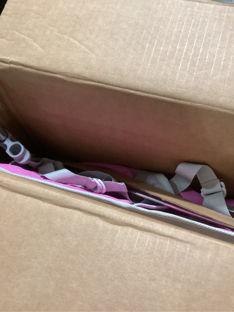 Condition photo showing Good Condition for Badger Basket Folding Three-Wheel Doll Jogging Stroller for Dolls 18 to 22 Inches, Adhustable Handle - Lightweight, Easy Storage, Pink/Gingham Design with Safety Straps