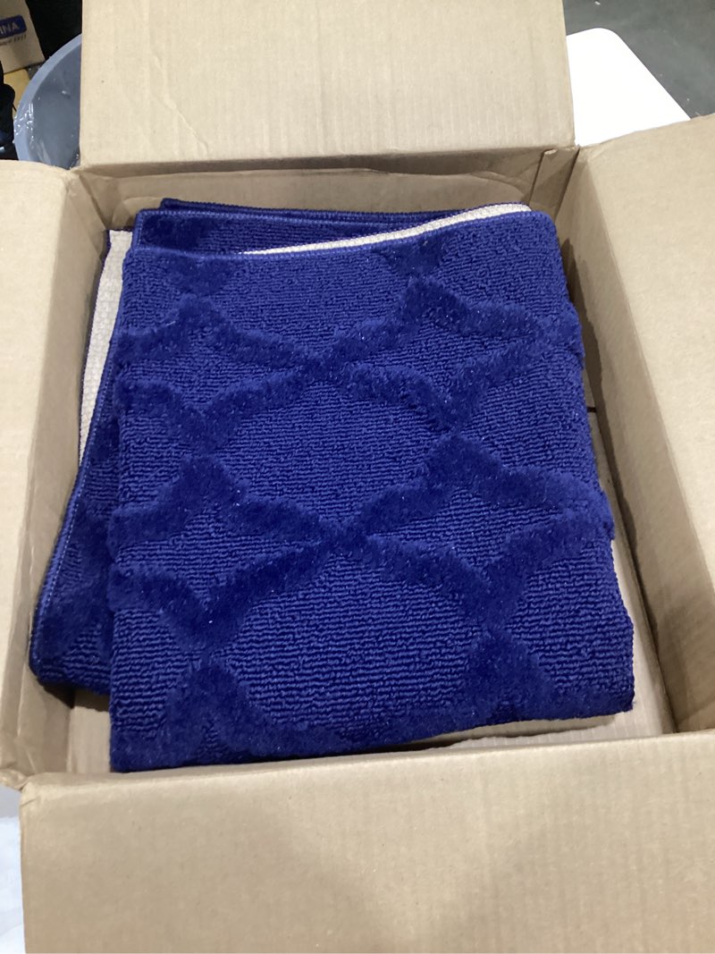 Condition photo showing Good Condition for Garland Rug Sparta Non Slip Polypropylene 3 Ft. X 5 Ft. Navy Blue Area Rug- Ideal for Living Rooms & Hallways, Stylish & Durable for High-Traffic Areas Navy 3' x 5' (Rectangular)