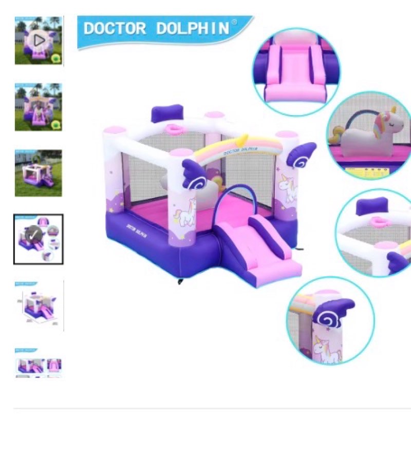 Doctor Dolphin Bounce House For Kids House Inflatable Bouncer Unicorn Jumping Castle Air Moonwalk Inflatable Purple Bounce House