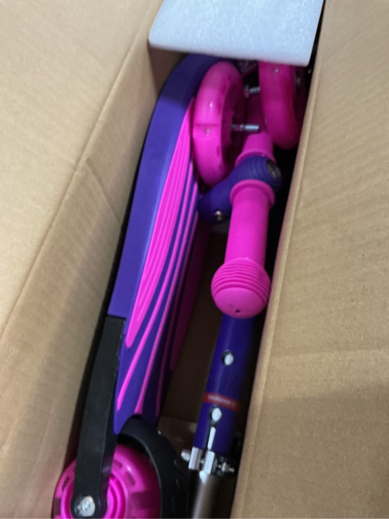 Condition photo showing New/Like New for Gotrax KS1 Kids Kick Scooter, LED Lighted Wheels and 3 Adjustable Height Handlebars, Lean-to-Steer & Widen Anti-Slip Deck, 3 Wheel Scooter for Boys & Girls Ages 2-8 and up to 110 Lbs Purple