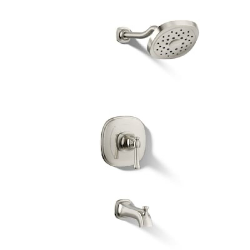 kohler florez rite-temp vibrant polished nickel 1-handle 5.97-in round bathtub and shower
