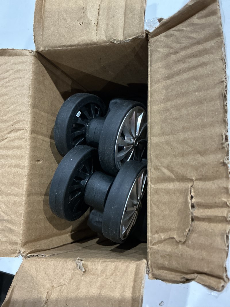 Condition photo showing As Is for luggage wheel replacement – 1 pair quiet suitcase wheels, caster repair parts for travel luggage and double spinner suitcases, s-black black ea08-s-black