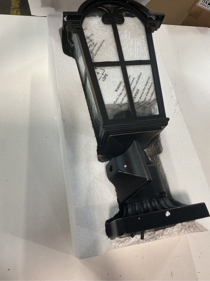 Condition photo showing Good Condition for edishine large size dusk to dawn outdoor post light, 21.9'' h 120v pole light fixture with pier mount base, waterproof exterior lamp post lantern head for yard, driveway, fence, black, hardwired