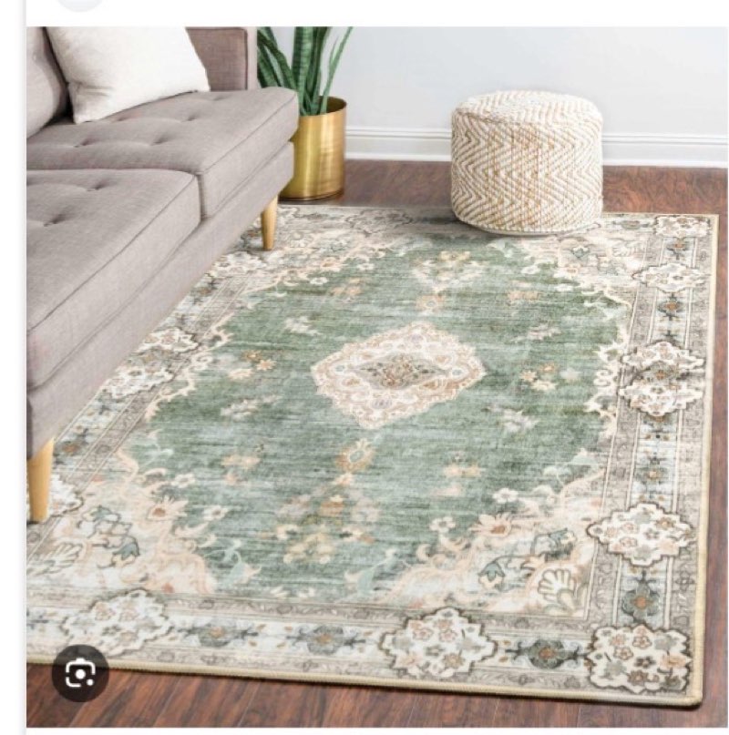 nusoarug 5x7 Green Leaf Machine Washable Area Rug, Low-Pile Faux Wool Forest Floral Botanical Area R