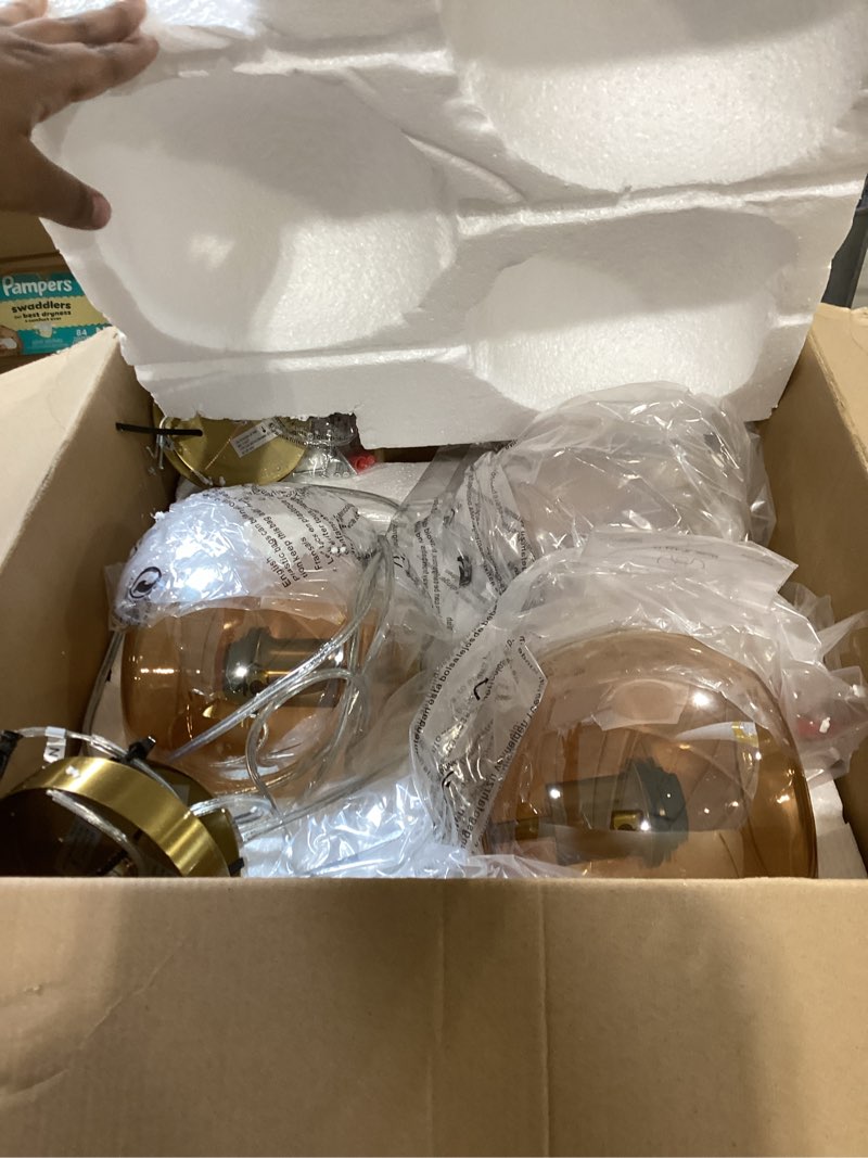 Condition photo showing Good Condition for amber glass pendant lights kitchen island gold hanging light fixture glass globe pendant light modern pendant lighting for kitchen island bedroom dining room (7.87", 3 pack) cognac 3 pack 7.87 in