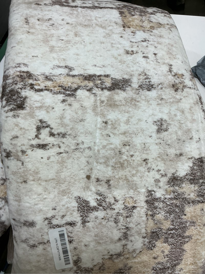 Condition photo showing As Is for area rugs for living room: 8x11 abstract washable rug modern neutral large soft stain resistant non-slip backing machine table for bedroom dining room indoor home office carpet - gold brown gold brown 8' x 11' (rectangular)