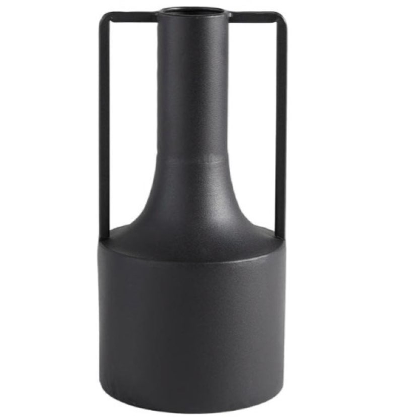 47th & Main Modern Vase | Two Handles Metal Vase for Home Decoration, Small, Black