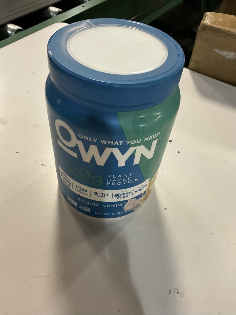 Condition photo showing New/Like New for (exp.date 05/02/2026) owyn only what you need plant-based protein powder, smooth vanilla, 1.05 lbs smooth vanilla 20g 1.1 pound (pack of 1)