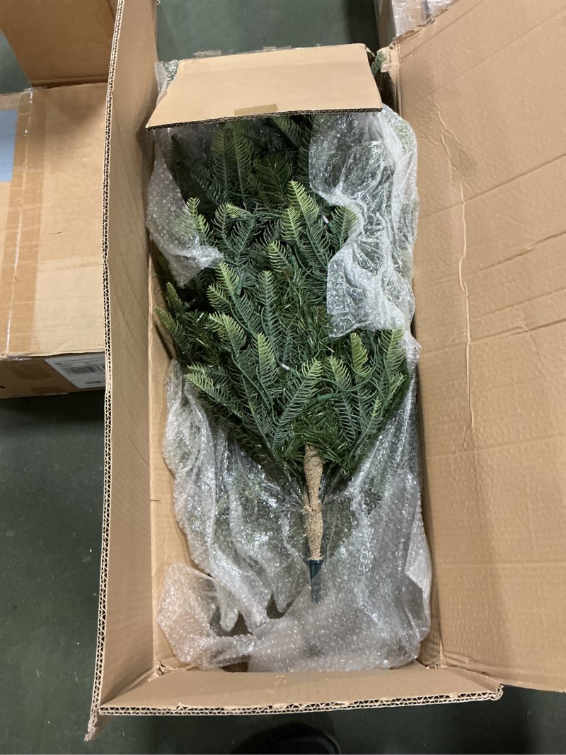 Condition photo showing As Is for Puleo International 6.5 Foot Pre-Lit Aspen Fir Artificial Christmas Tree with 500 UL Listed Clear Lights, Green 6.5' Aspen Fir with 500 Clear Lights