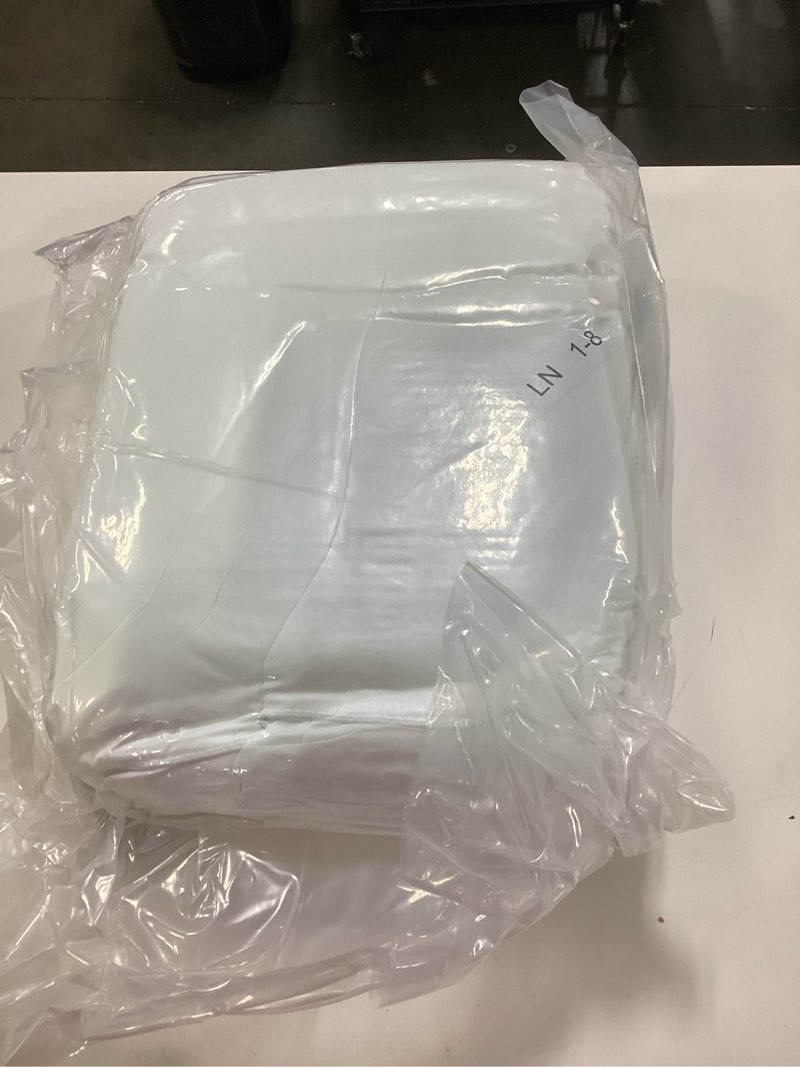Condition photo showing New/Like New for easeland california king down alternative comforter - quilted duvet insert for all seasons, soft lightweight with corner tabs, summer winter warm bedding, white 96x104 inches california king white