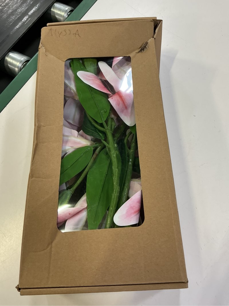 Condition photo showing Good Condition for 6pcs artificial lilies set with 12 heads fully bloomed lilies and 6 buds, short stem real touch artificial flowers for home hotel flower arrangement party decor (pink)